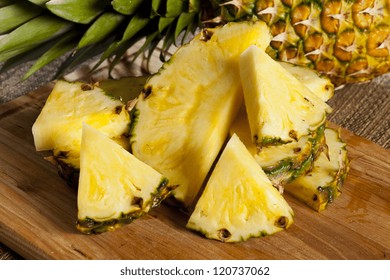 Fresh Yellow Organic Pineapple Cut Into Slices