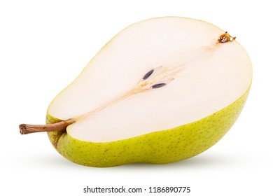 Fresh yellow pear cut in half isolated on white background. Clipping Path. Full depth of field. - Shutterstock ID 1186890775