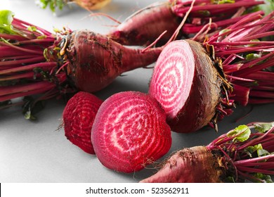 Fresh Young Sliced Beets On Table