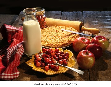 Freshly Baked Apple Crisp And Cranberry Pie