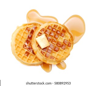 Freshly baked belgian waffles isolated on white background - Powered by Shutterstock