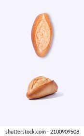 Freshly Baked Bolillo Bread Or French Bread On White Background, In Minimalist Concept, No People