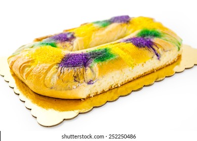 Freshly baked cheese King Cake for celebrating Mardi Gras.