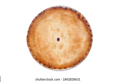 A Freshly Baked Cherry Pie On White.  Designers Can Clone Out The Center Opening And Use The Image For Any Kind Of Crust Covered Pie.