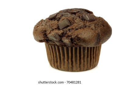 Freshly Baked Chocolate Muffin On A White Background