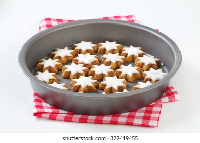 Freshly Baked Christmas Cookie Stars, In The Tray With Fabric Linen