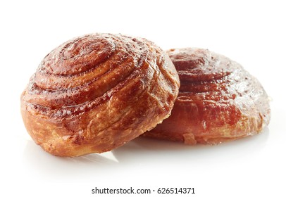 Freshly Baked Cinnamon Rolls Isolated On White Background