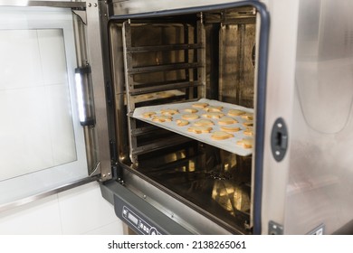 Freshly Baked Cookies Inside The Bakery Oven