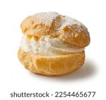 freshly baked cream puff isolated on white background