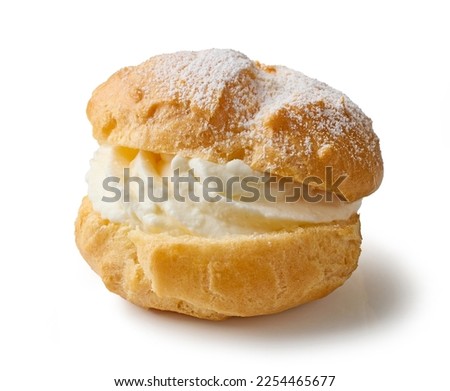 freshly baked cream puff isolated on white background