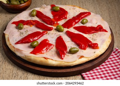 Freshly Baked Ham And Bell Pepper Pizza