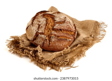 Freshly Baked Homemade Bread, close-up, isolated on a white background