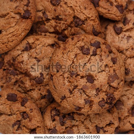 Similar – Image, Stock Photo stack of baked square pieces of chocolate brownie cake