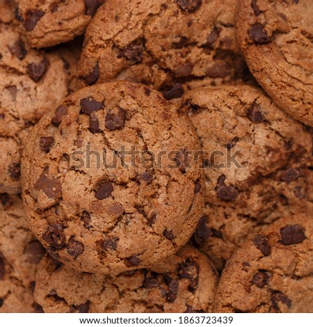 Similar – Image, Stock Photo stack of baked square pieces of chocolate brownie cake