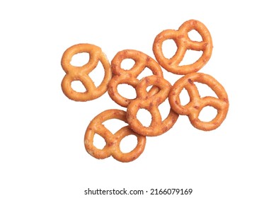 Freshly Baked Homemade Soft Pretzel With Salt On White Background