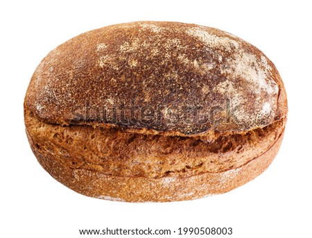 Freshly baked homemade sour dough bread isolated on white background. Rye bread with clipping path.