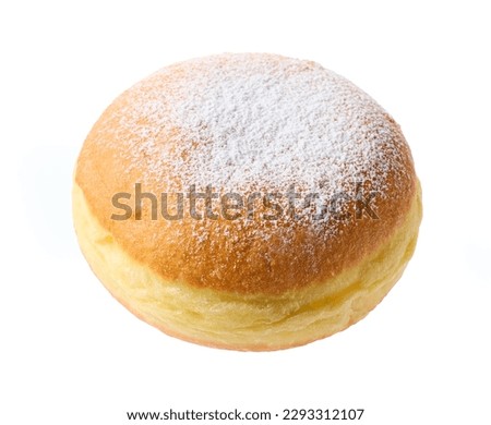 freshly baked jelly donut isolated on white background