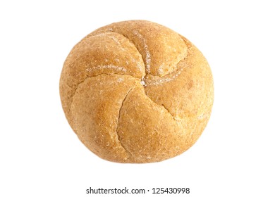 Freshly baked kaiser bun isolated in a  white background