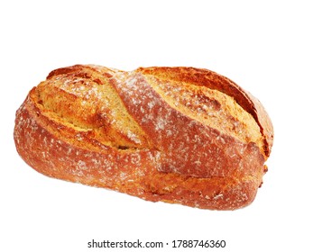 Freshly baked potato bread loaf isolated on white background