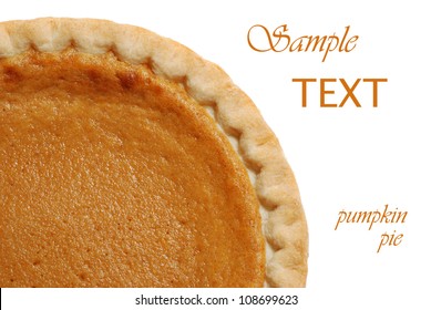 Freshly Baked Pumpkin Pie On White Background With Copy Space.