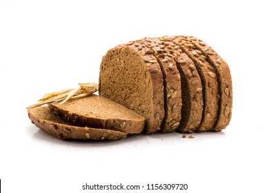 Freshly Baked Rye Bread, Whole Grain Food With A Lot Of Fiber Isolated On A White Background