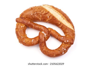 Freshly Baked Soft Pretzel, Isolated On White Background