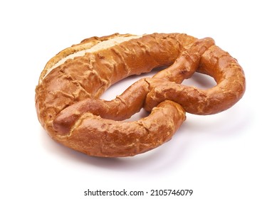 Freshly Baked Soft Pretzel, Isolated On White Background