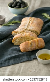 Freshly baked traditional italian bread ciabatta 