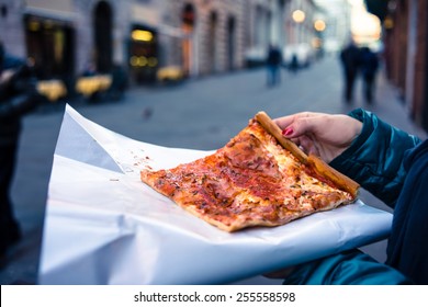 Freshly Baked Traditional Savoury Italian Pizza As A Street Food