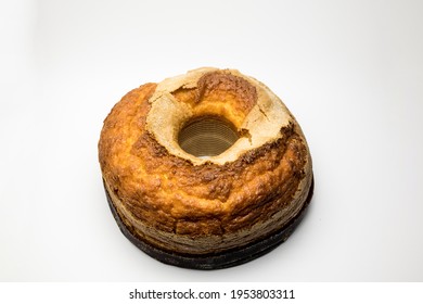 Freshly Baked Yogurt Sponge Cake With White Background