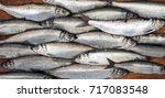 Freshly caught Atlantic herring on cutting board