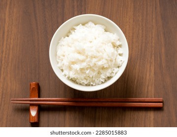 Freshly cooked rice. Image taken from above.