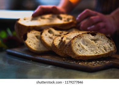 Freshly Cut Sourdough Bread - Shutterstock ID 1179277846