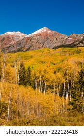 Freshly Fallen Snow On Mountains Along Kebler Pass Near Crested Butte Colorado On Sunny Fall Morning