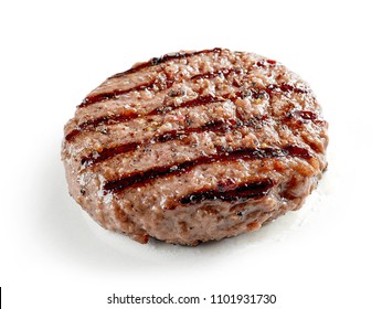 Freshly Grilled Burger Meat Isolated On White Background