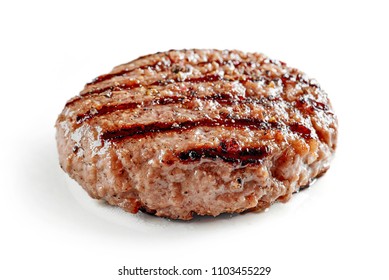 Freshly Grilled Burger Meat Isolated On White Background