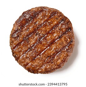 freshly grilled burger meat isolated on white background, top view - Powered by Shutterstock