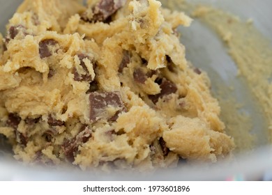 Freshly Made Chocolate Chip Cookie Dough From A Domestic Kitchen.