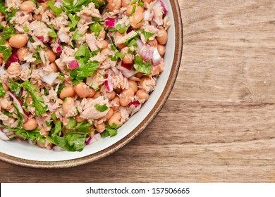 Freshly Made Tuna And Borlotti Bean Salad In A Bowl