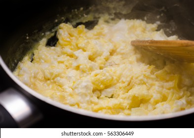 Freshly Prepared Scrambled Eggs In Pan