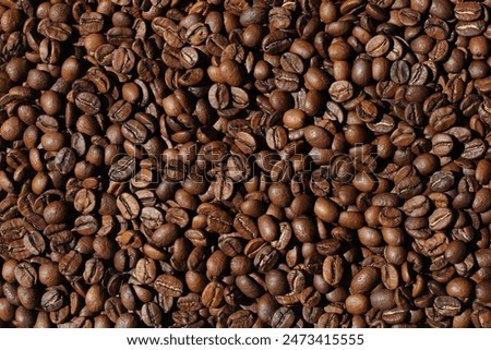 Freshly Roasted Coffee Beans Background. Espresso Brewing. Cafe.