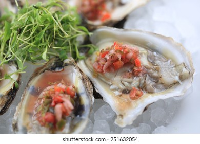 Freshly Shocked Local Oysters With A Mignonette Sauce