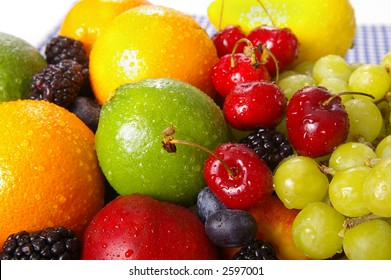 Freshly washed fruits with water droplets. Bright high key look conveys freshness. - Powered by Shutterstock