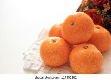 Freshness Mandarin Orange From Japan Wakayama Prefecture For Early Winter Fruit Image