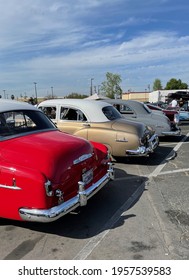 FRESNO, UNITED STATES - Apr 03, 2021: A Photo Of The Back Trunks Of Classic Cars In Car Show Outside In Ca  April 2021