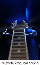 The fret board of a stringed instrument