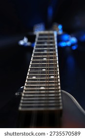 The fret board of a stringed instrument