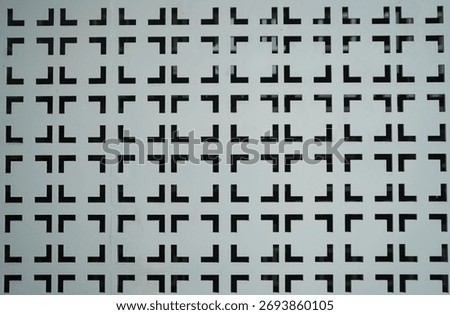 Fretwork or stencil to square perforated sheet pattern  background. Material for decorated of the building.