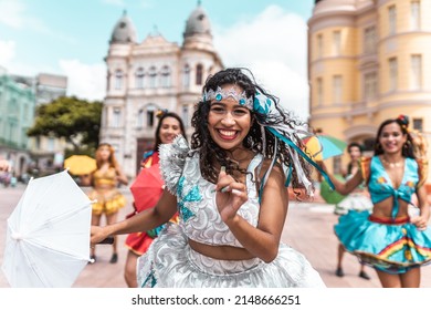 Frevo dancers at the street carnival in Recife, Pernambuco, Brazil. - Shutterstock ID 2148666251