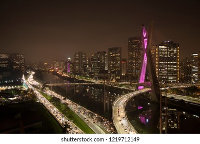 Octávio Frias de Oliveira Bridge and Marginal Pinheiros Avenue - São Paulo city, Brazil - Powered by Shutterstock